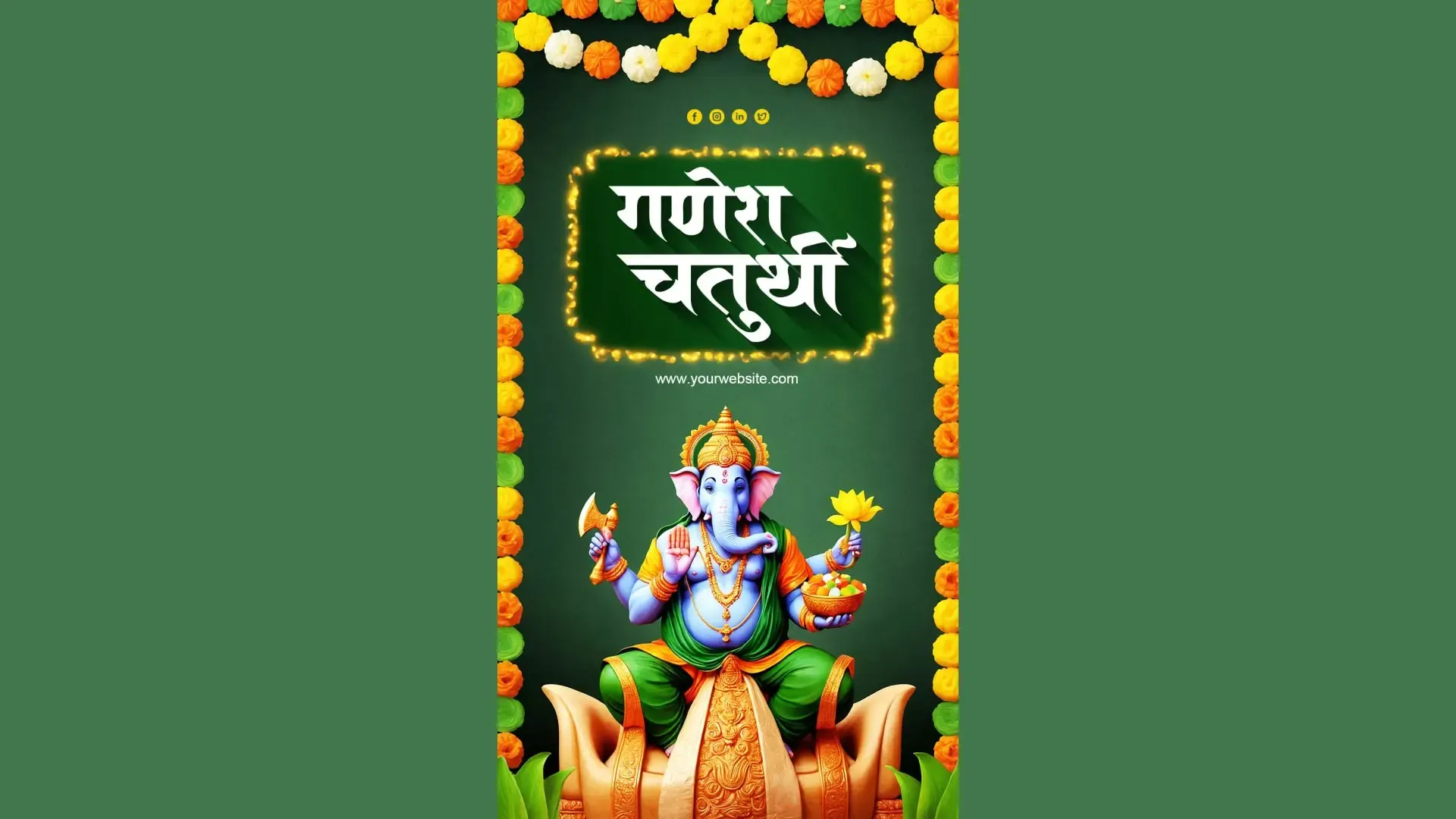 Vibrant Ganesh Chaturthi Card PSD with Decor for Instagram Story